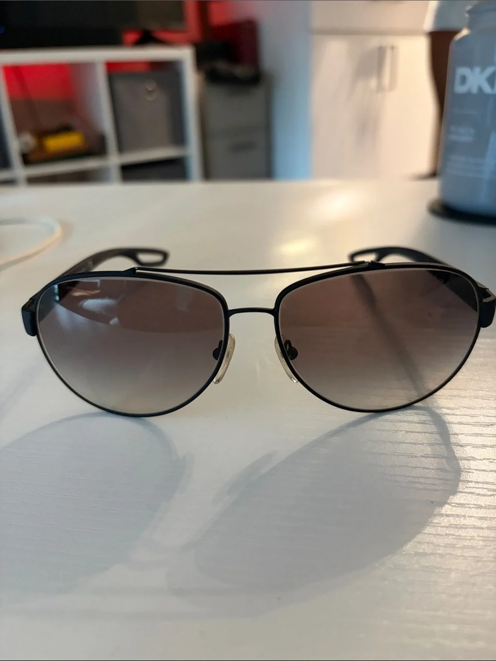 Prada Men's Black Sunglasses with Red Accent